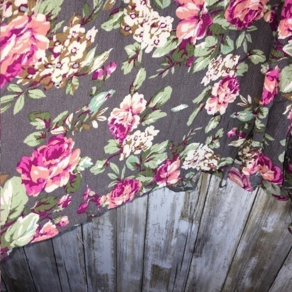 Umgee Grey Floral Dress/Tunic - Picture 4 of 6